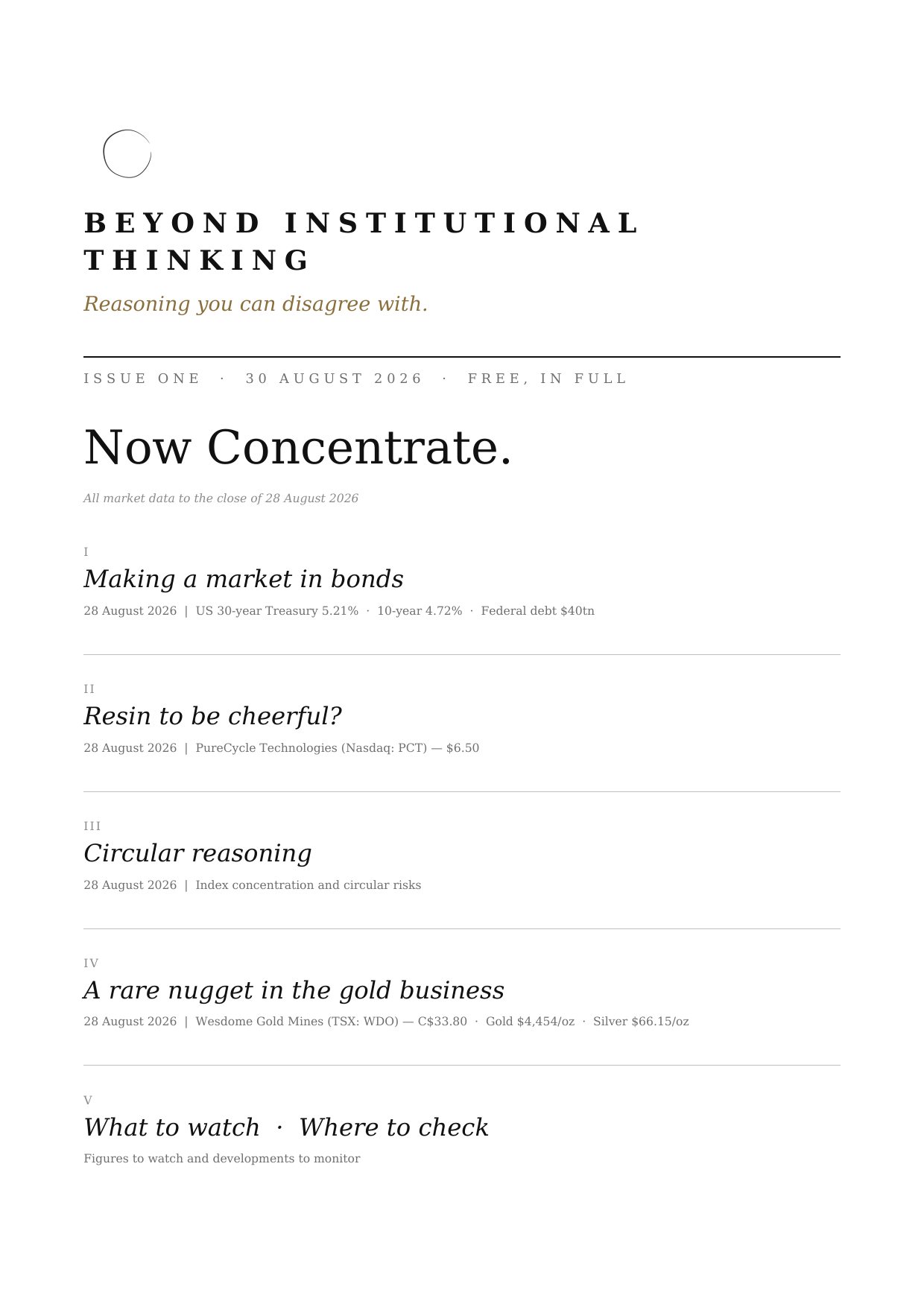 Issue One, page 1